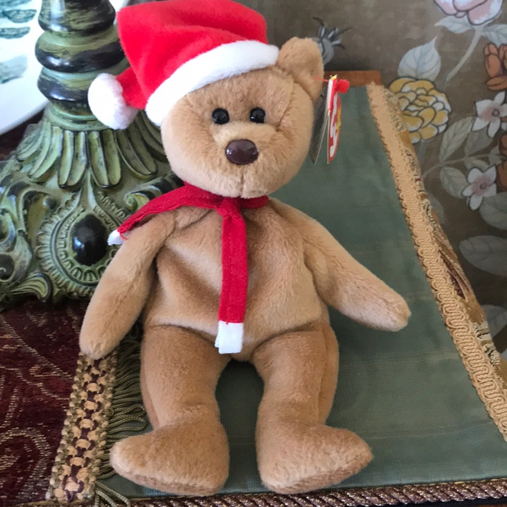 Rare Ty 1997 Teddy Santa Bear beanie baby